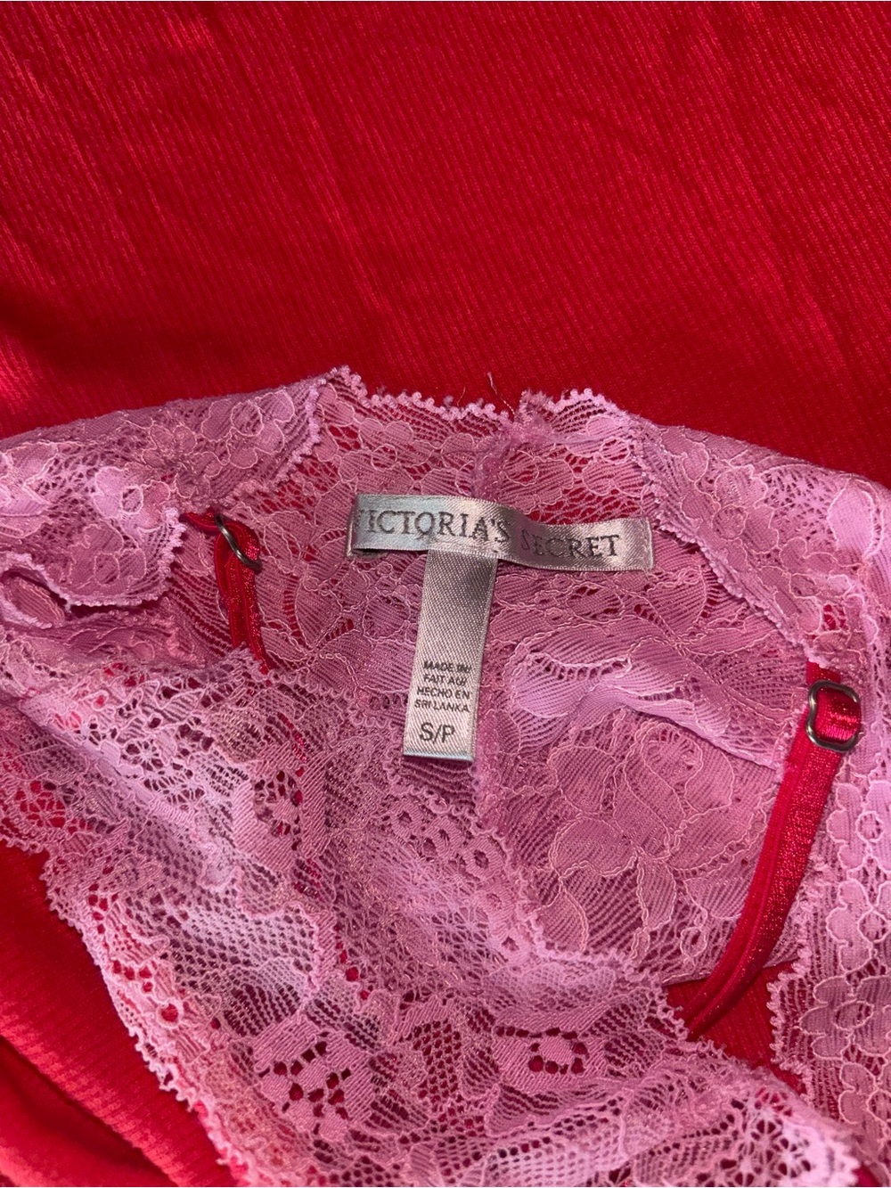 Victoria’s Secret Y2K Pink Lace Slip Dress | Red Ribbed Chemise Nightgown | - Picture 3 of 4